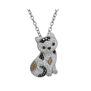 Animal Planet&trade; Crystal Sterling Silver Calico Cat Pendant Necklace