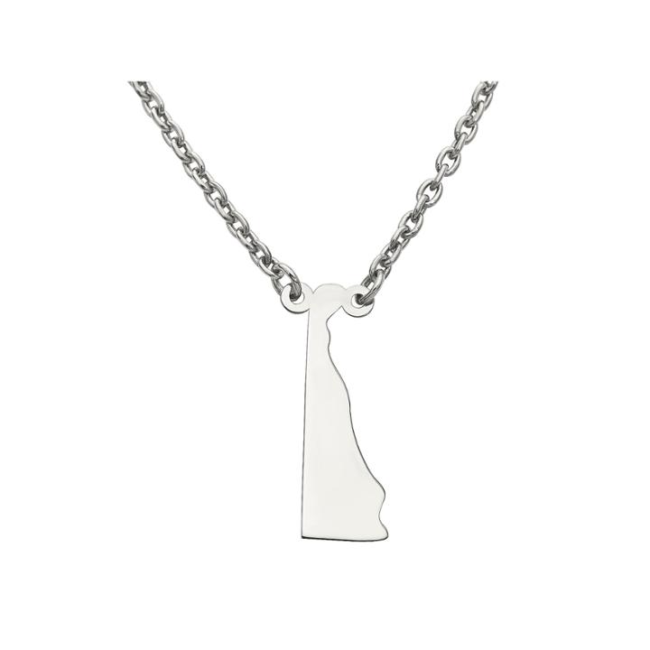 Personalized Sterling Silver Delaware Pendant Necklace