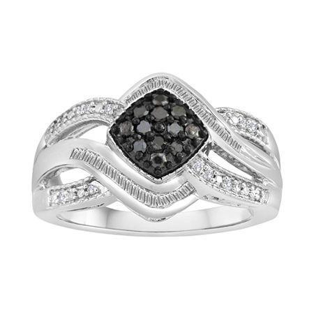 1/3 Ct. T.w. White & Color-enhanced Black Diamond Sterling Silver Ring