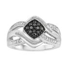 1/3 Ct. T.w. White & Color-enhanced Black Diamond Sterling Silver Ring