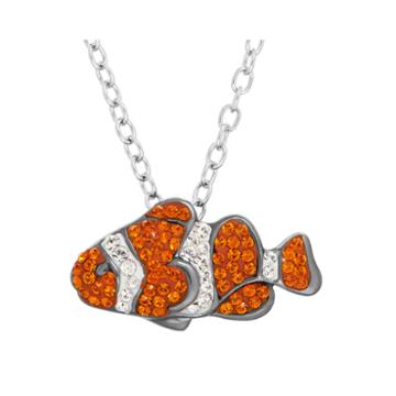 Animal Planet&trade; Australia Clownfish Crystal Sterling Silver Pendant Necklace