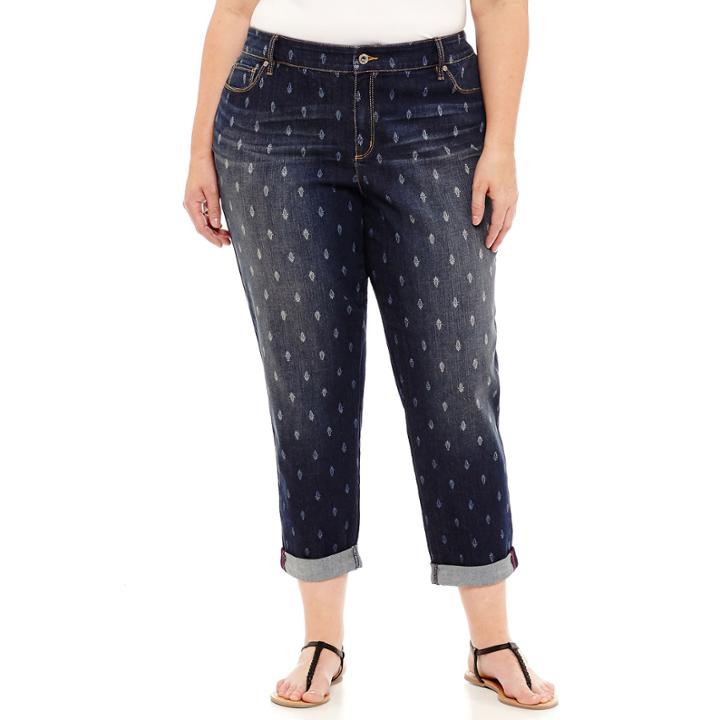Liz Claiborne Boyfriend Skinny Roll Cuff Jean- Plus