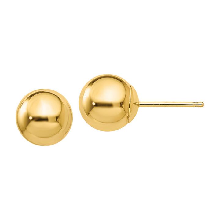 14k Gold 7mm Round Stud Earrings