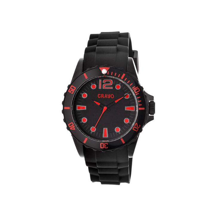 Crayo Unisex Fierce Black & Red Strap Watch