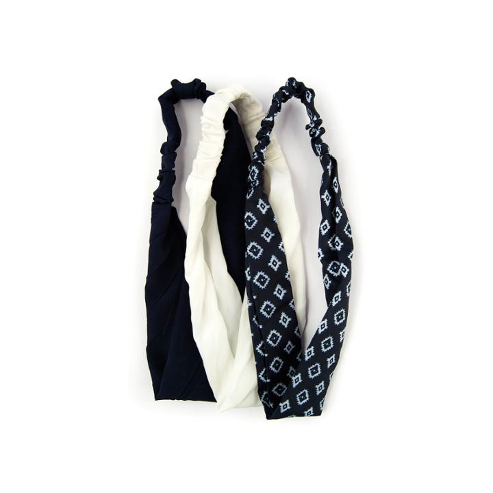 Carole 3-pk. Solid & Print Silky Stretch Headbands