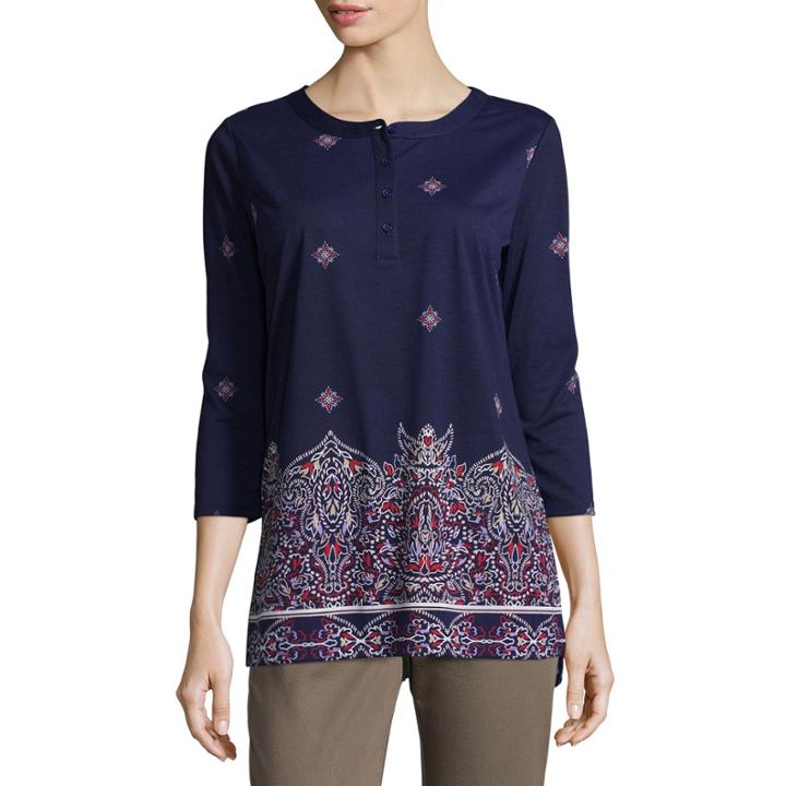 Liz Claiborne 3/4 Sleeve T-shirt-womens Talls