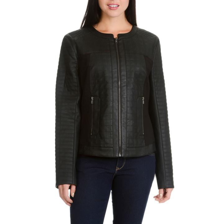 Larry Levine Pu Ponte Quilted Jacket
