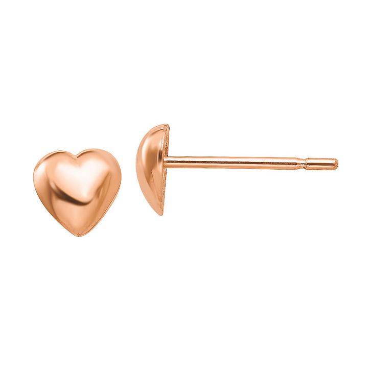 14k Rose Gold 5mm Heart Stud Earrings