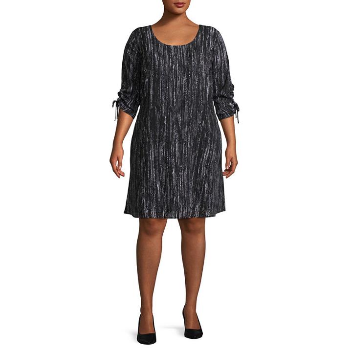 Worthington 3/4 Sleeve Shift Dress - Plus