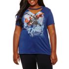 Short Sleeve V Neck Marvel Graphic T-shirt