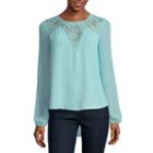 Belle + Sky Long Sleeve Lace Illusion Top