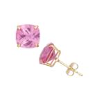 Cushion Pink Sapphire 10k Gold Stud Earrings