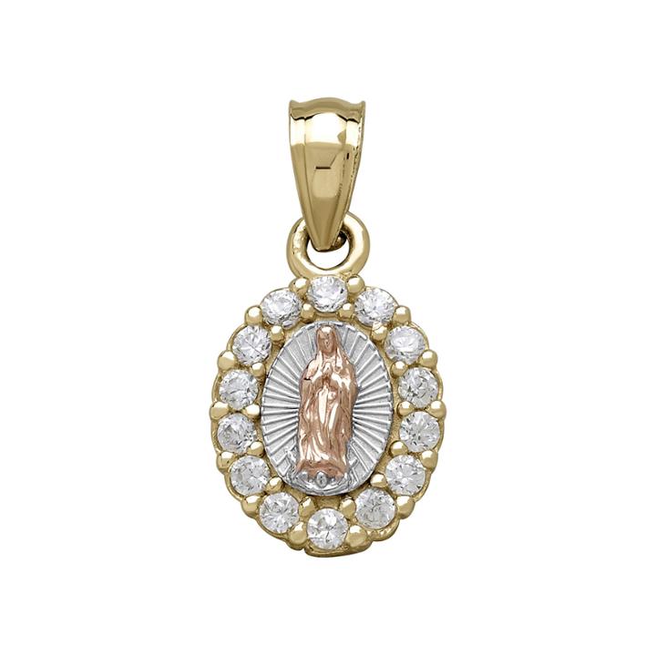 Tesoro&trade; Cubic Zirconia 14k Tri-color Gold Our Lady Of Guadalupe Pendant
