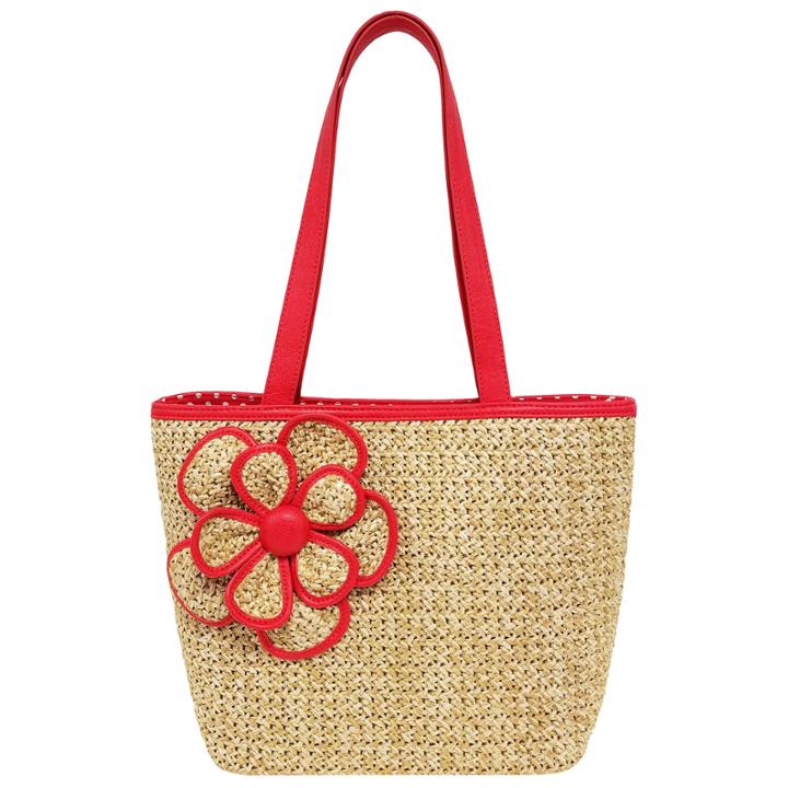 St. John's Bay Straw Flower Tote Bag