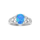 Simulated Blue Opal Sterling Silver Celtic Design Ring