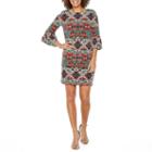 London Style 3/4 Sleeve Abstract Shift Dress