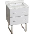 23.75-in. W Floor Mount White Vanity Set For 1 Hole Drilling Bianca Carara Top White Um Sink