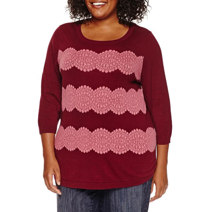 St. John's Bay Long Sleeve V Neck Pullover Sweater-plus