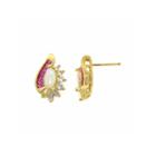 Marquise White Opal Gold Over Silver Stud Earrings