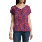 Liz Claiborne Short-sleeve Button-front Blouse