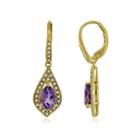 Genuine Amethyst & Lab-created White Sapphire 14k Gold Over Silver Drop Earrings