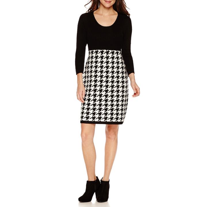 Studio 1 Embellished 3/4 Sleeve Sweater Dress-petites
