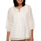 Alfred Dunner African Safari 3/4 Sleeve Texture Blouse