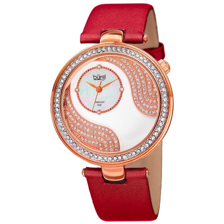 Burgi Unisex Red Strap Watch-b-155rd
