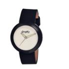 Simplify Unisex The 1200 Black With Silver Dial Leather-band Watch Sim1206