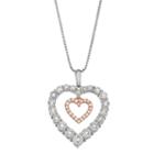 Womens 1/5 Ct. T.w. White Diamond 14k Rose Gold Over Silver Sterling Silver Heart Pendant Necklace