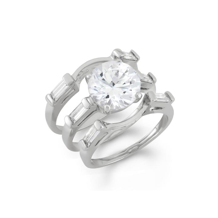 Womens 1 1/2 Ct. T.w. White Cubic Zirconia Sterling Silver Bridal Set