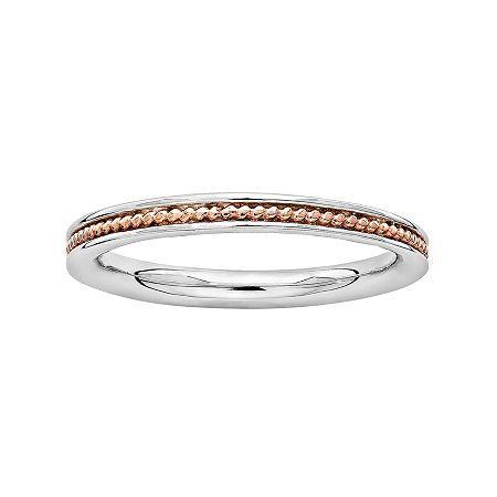 Personally Stackable 18k Rose Gold Over Sterling Silver Channel Stackable Ring
