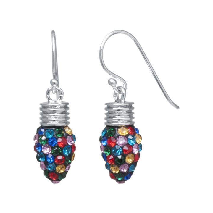 Sparkle Allure Tree Bulb Multi Color Crystal Silver Over Brass Drop Earrings