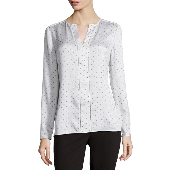 Liz Claiborne Long-sleeve Split-neck Popover Top