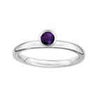 Personally Stackable Genuine Amethyst Sterling Silver High Stackable Ring