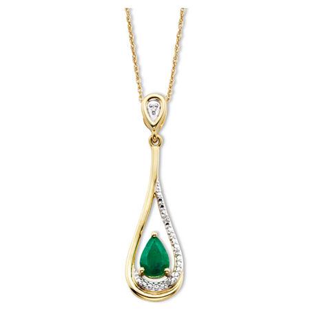 Emerald & Diamond-accent 10k Gold Pendant Necklace