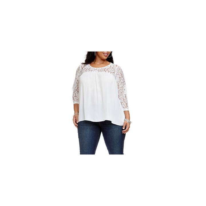Fashion To Figure June Lace Sleeve Blouse - Plus
