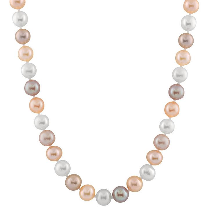 Womens 11mm Multi Color Cultured Freshwater Pearls Strand Necklace