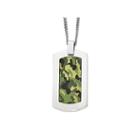Mens Stainless Steel Green Camouflage Pendant