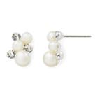 Vieste Simulated Pearl And Crystal Cluster Stud Earrings