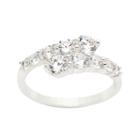 Sparkle Allure Womens Lab Created Clear Silver Over Brass Bypass Ring