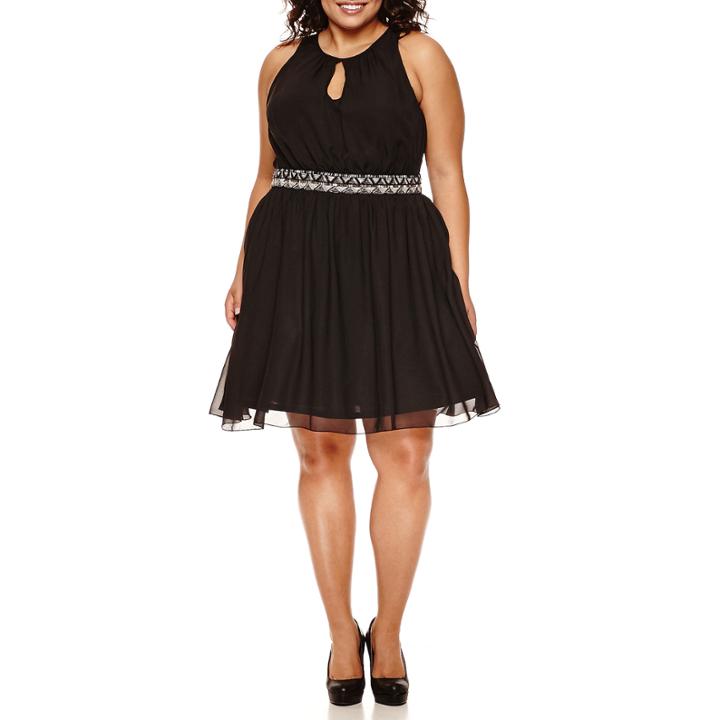 City Triangles Sleeveless Belted Party Dress - Juniors Plus