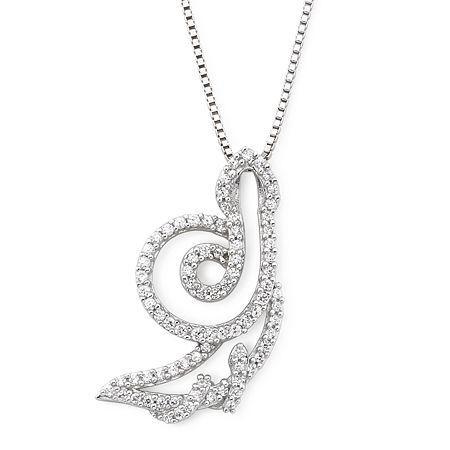 Cubic Zirconia Snake Pendant Sterling Silver Necklace