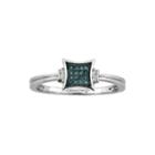 Color-enhanced Blue Diamond-accent Square Ring