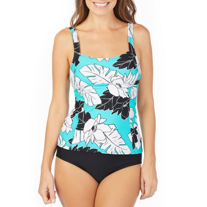 St. John's Bay Vintage Aloha Peasant Tankini Swimsuit Top