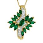 Womens Lab Created Green Emerald Pendant Necklace