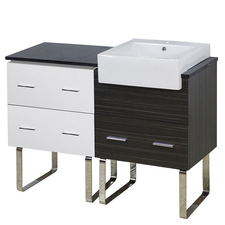 48.75-in. W Floor Mount White-dawn Grey Vanity Setfor 1 Hole Drilling Black Galaxy Top