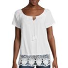 St. John's Bay Lace Hem Peasant Blouse