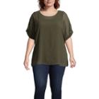 Worthington Short Sleeve Chiffon Lace Up Blouse - Plus