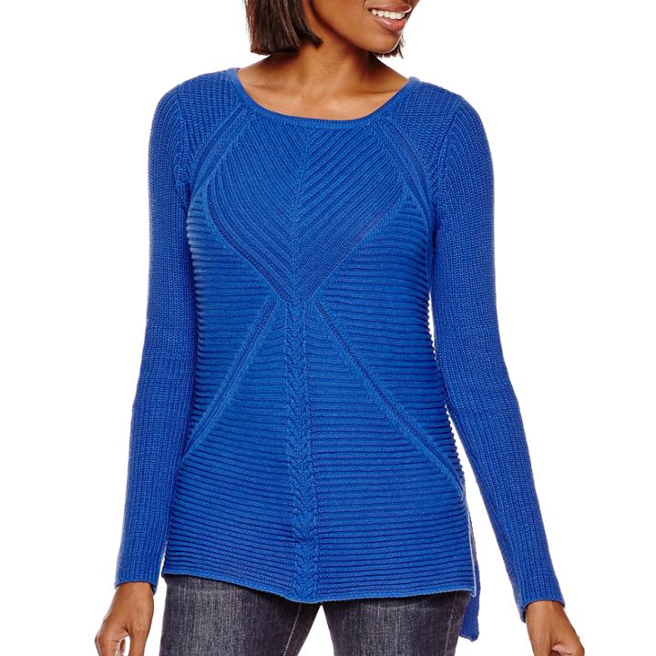 A.n.a Long-sleeve High-low Sweater- Petite